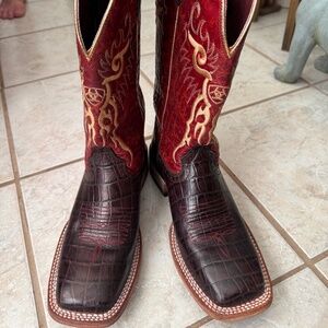 ARIAT SQUARE TOE BURGUNDY Cowboy Boots Women - Sz 8